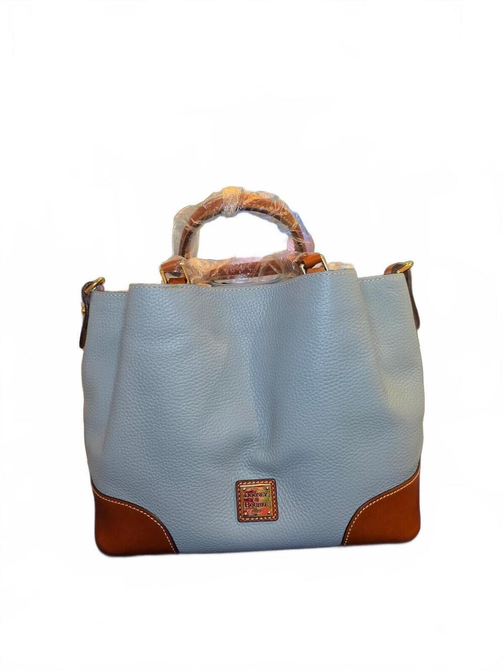 Dooney & Bourke Pebble Leather Tote Bag with Brown Trim